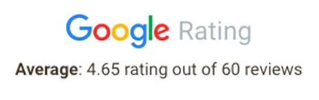 Google rating average 4.65 rating out of 60 reviews