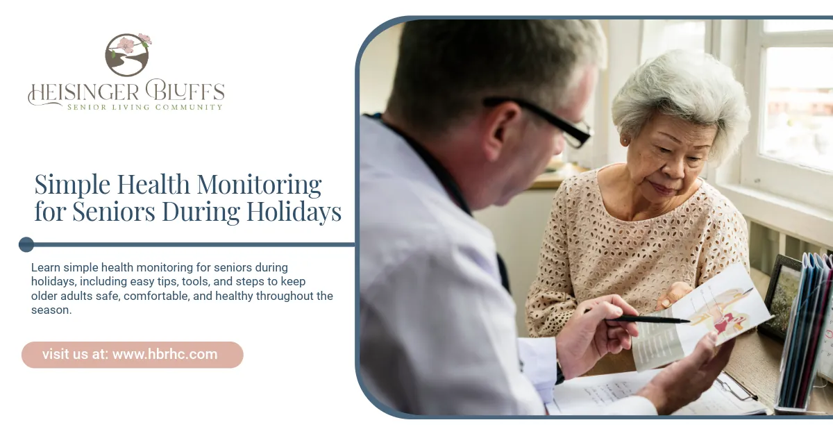 A doctor showing a senior woman her health information. 