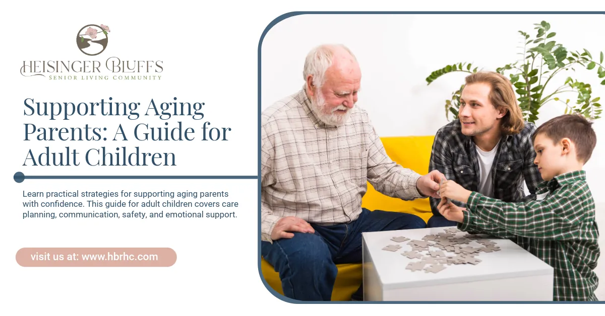 An elderly man bonding with his child and his grandchild