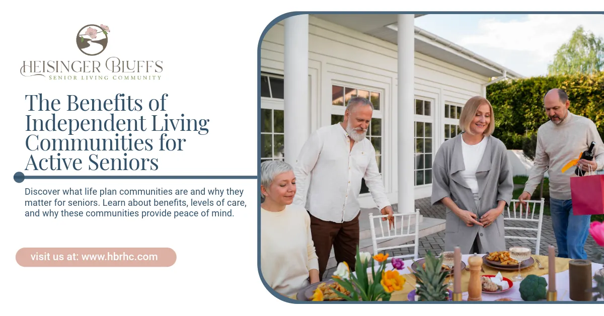 A group of active independent living residents bonding outdoors