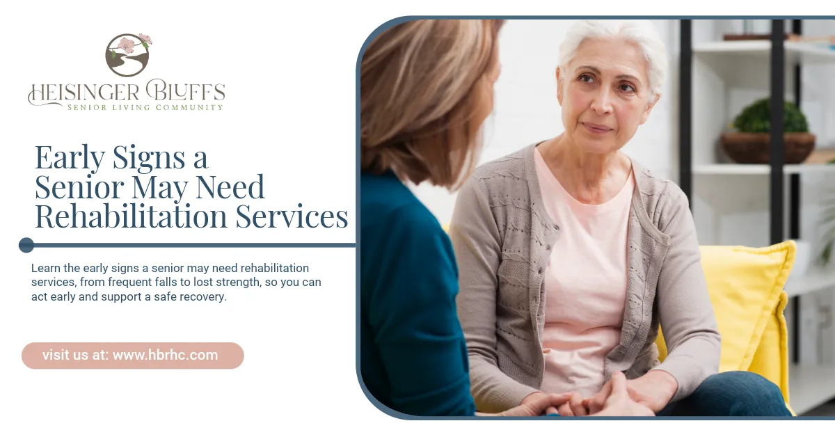 A senior talking to a caregiver about rehabilitation