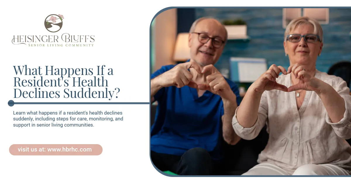 Elderly couple making heart shapes with hands