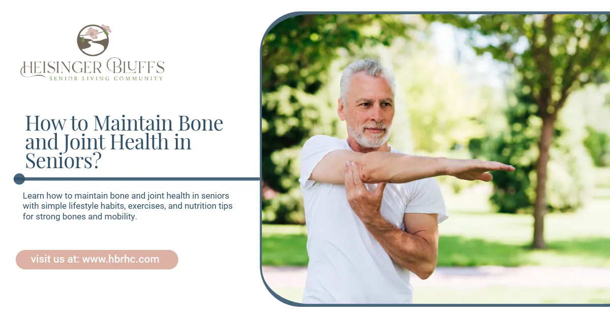 A senior man stretches his arm outdoors.