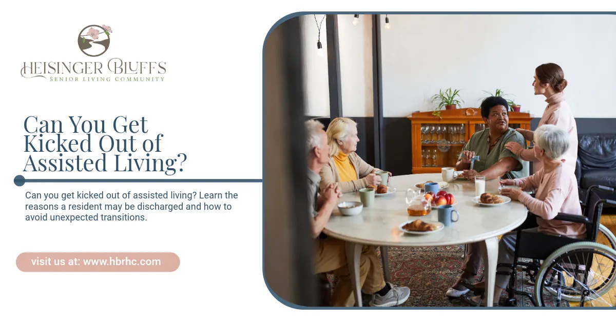 A group of elderly people are sitting around a table in an assisted living facility.