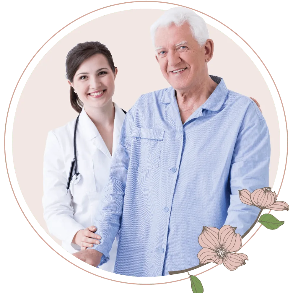 A doctor and a patient posing for a picture
