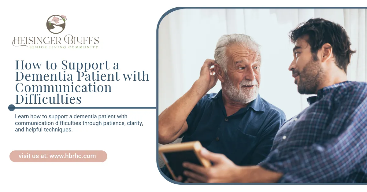 An adult is talking to a patient with dementia