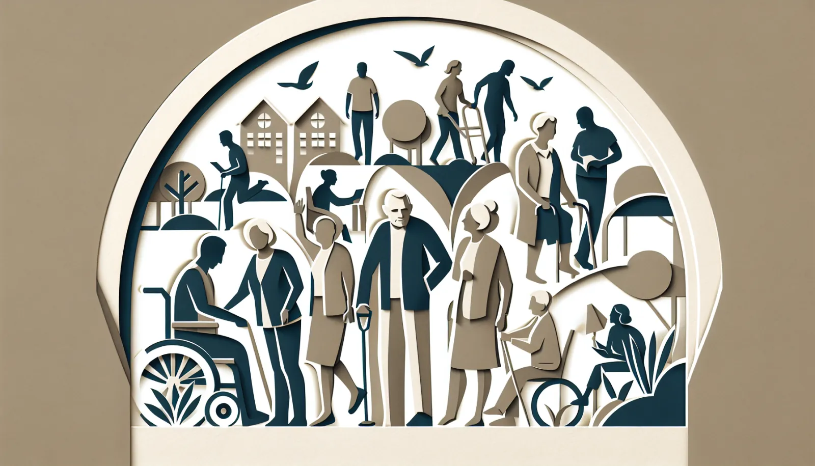 an illustration of a group of people standing next to each other .