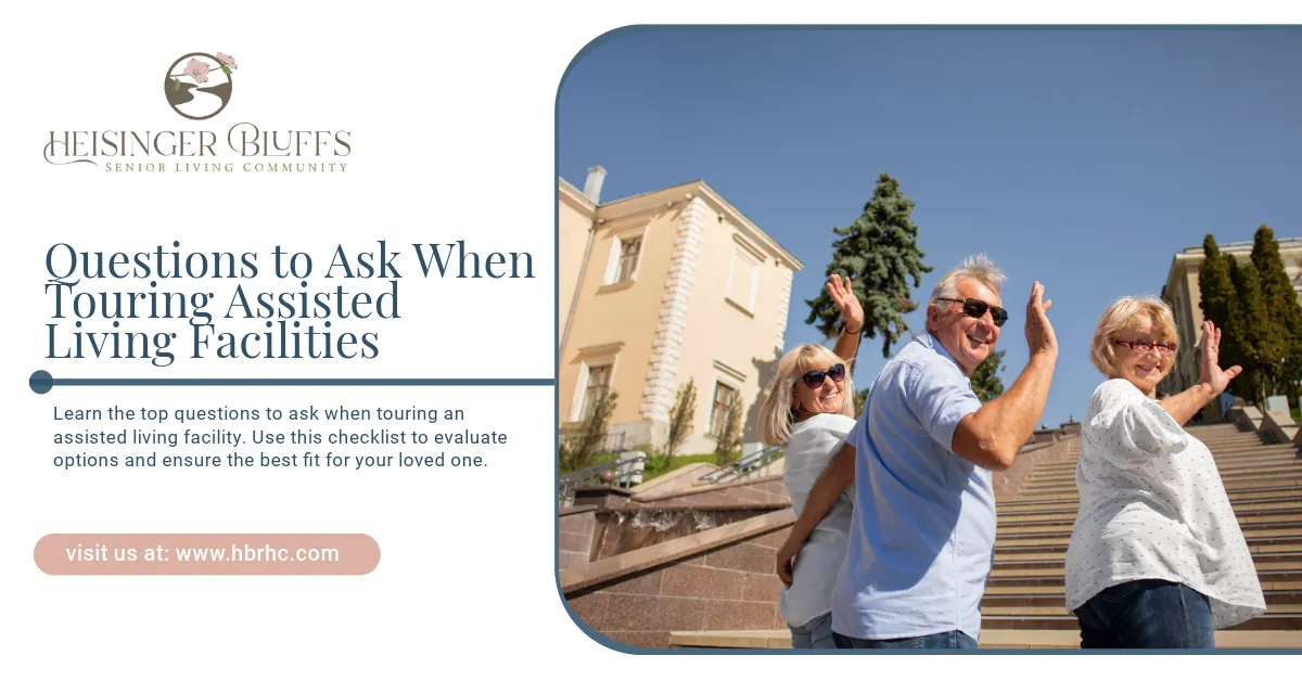 A group of elders touring an assisted living facility.