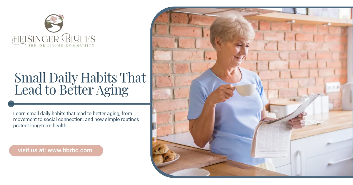 An elderly woman drinking a cup of tean while reading a newspaper