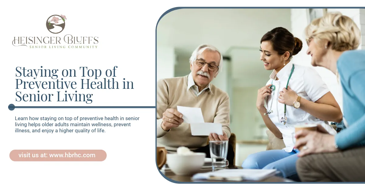 A nurse and two seniors are reviewing paperwork