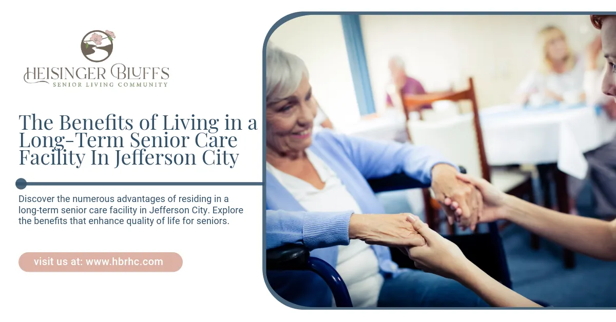 An advertisement for a long-term senior care facility in Jefferson City, Missouri