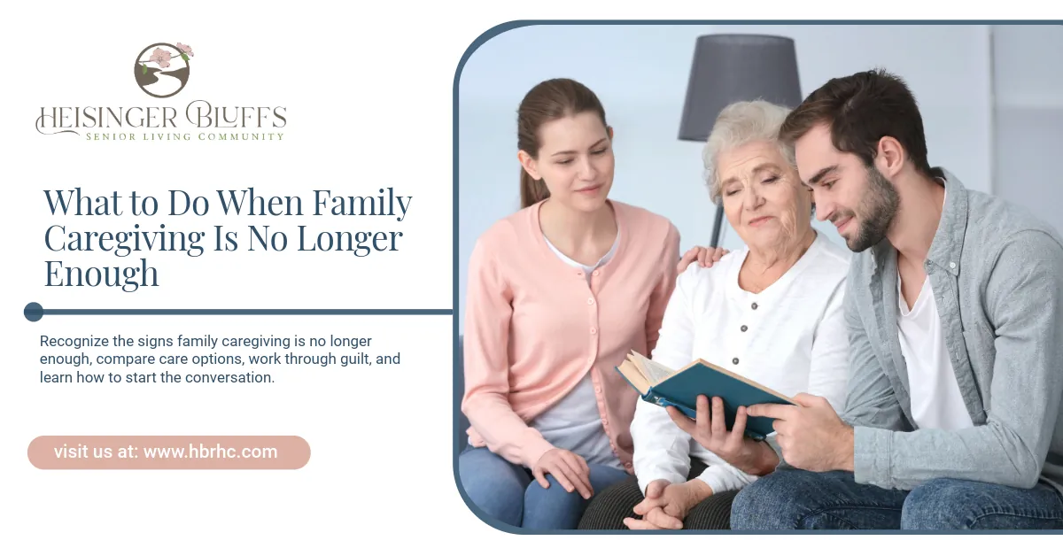 Siblings talking to their elderly mother