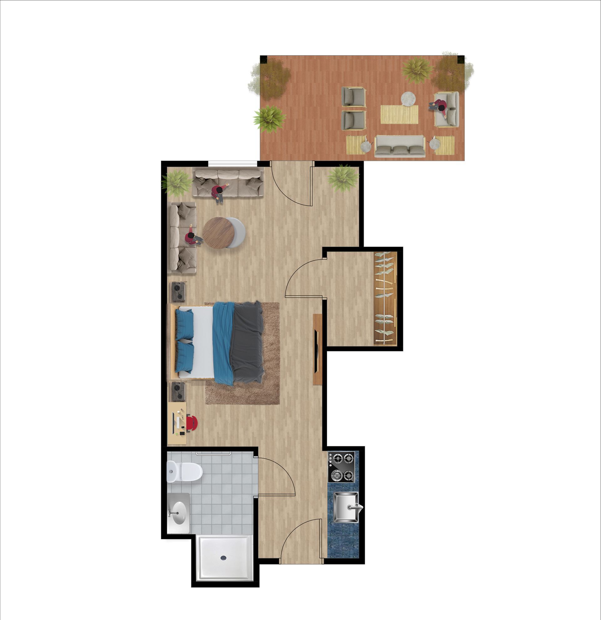 Riverview Deluxe Studio floor plan at Heisinger Bluffs