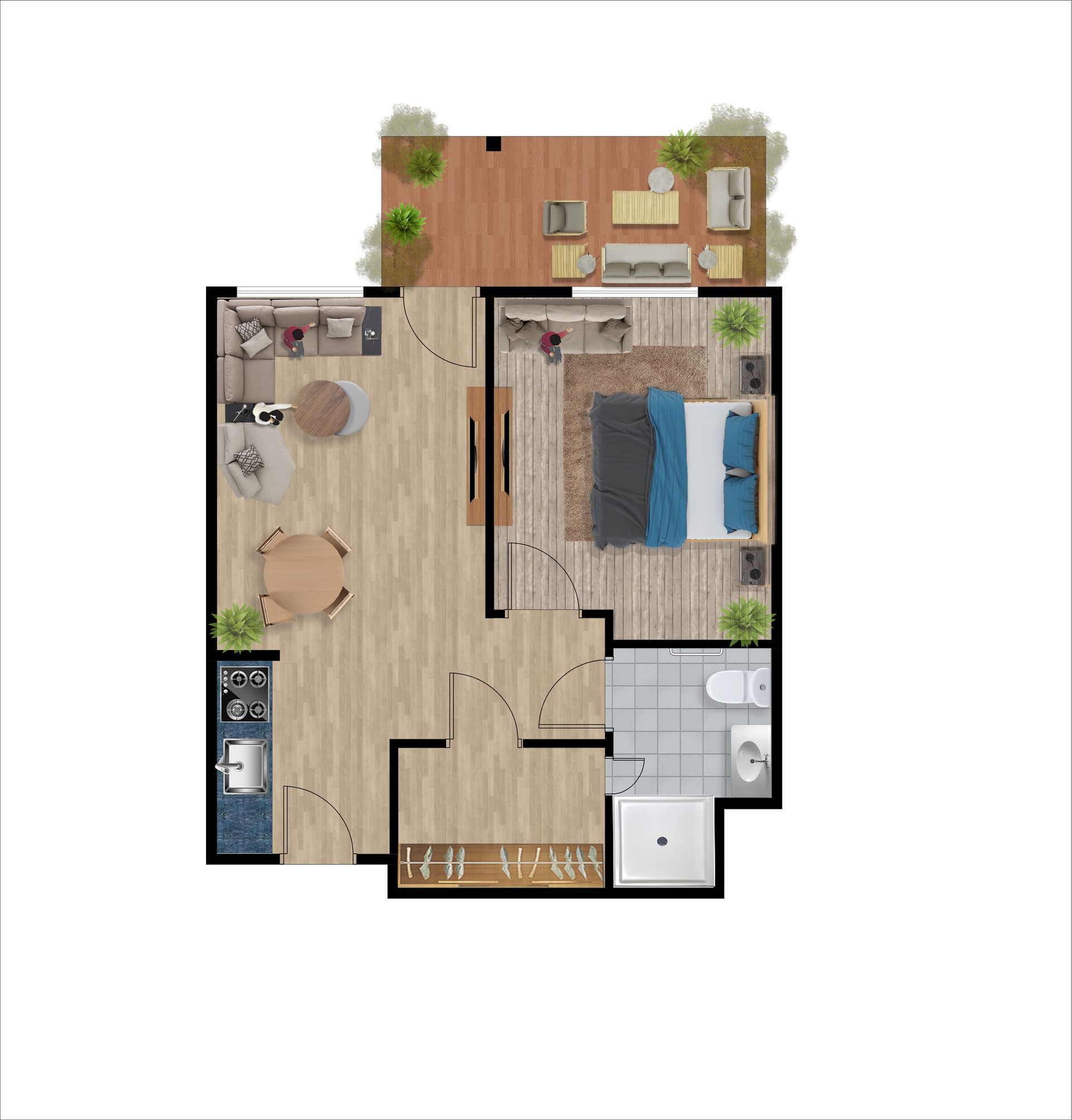 Riverview One Bedroom floor plan at Heisinger Bluffs