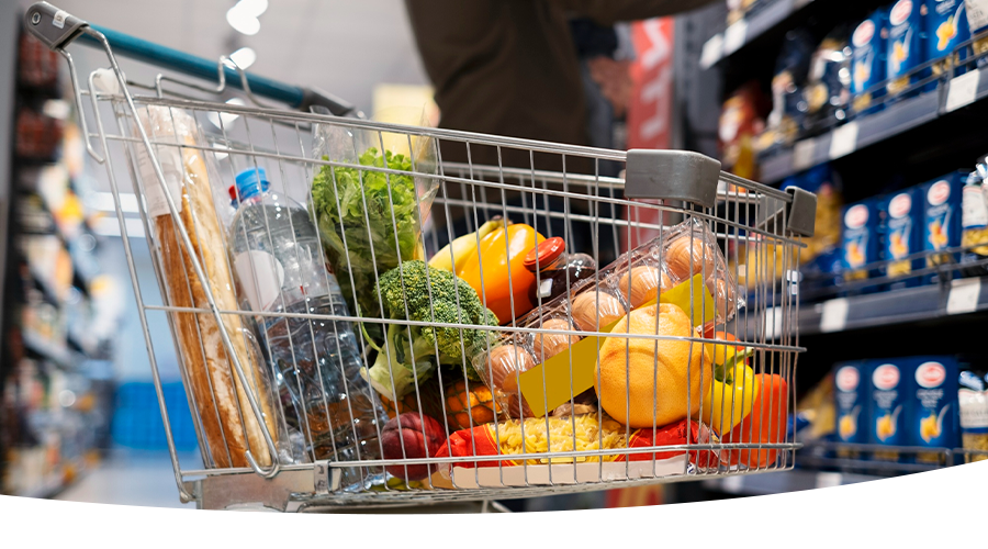 Grocery cart inside a Walmart Supercenter