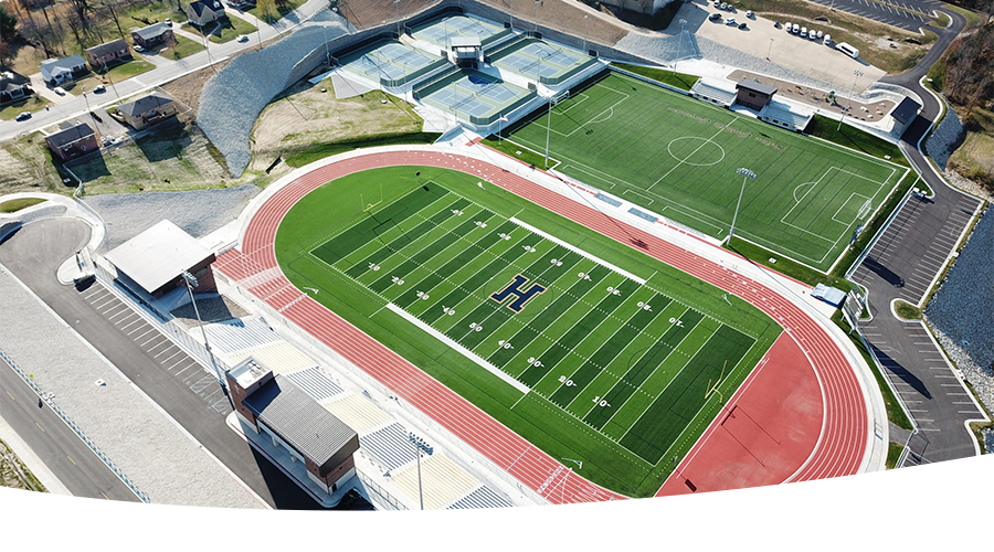 Helias Catholic High School Fleming Field House aerial view