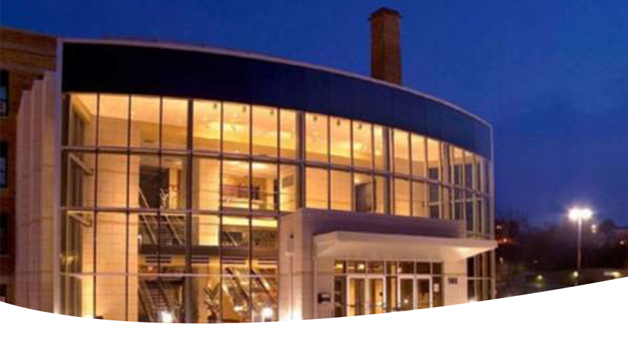 Miller Performing Arts Center exterior at dusk