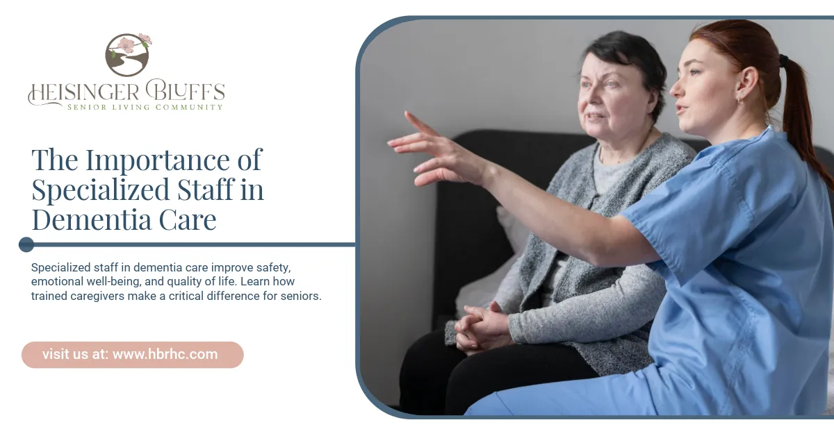 A medical professional gestures while talking to a dementia patient.