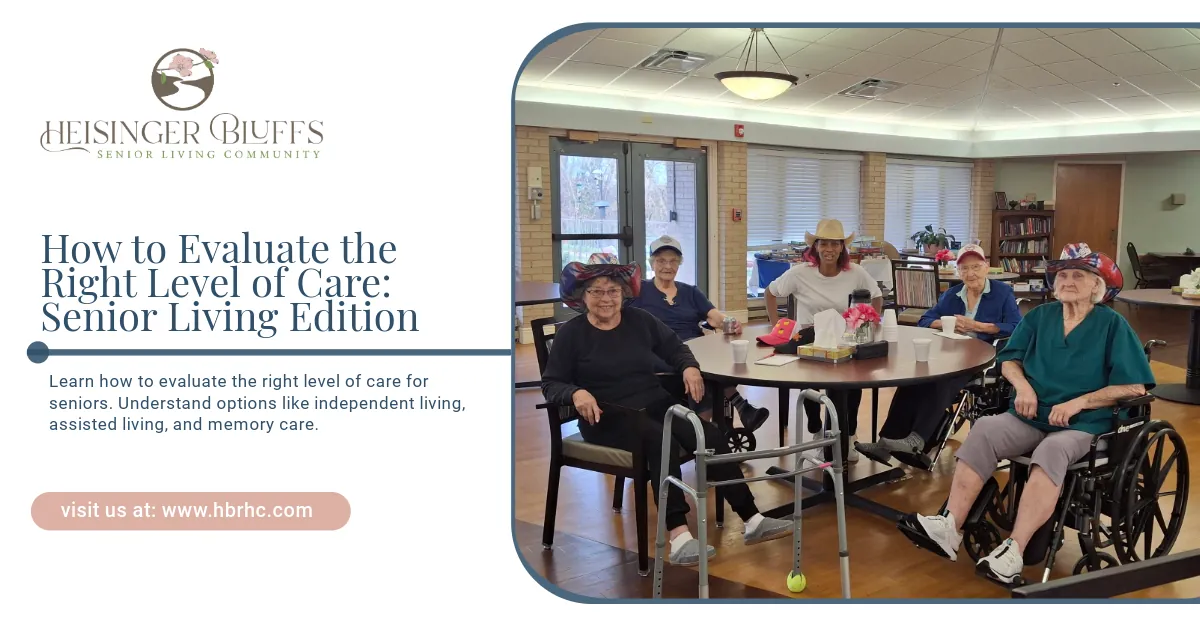 A group of people is sitting around a table in a nursing home.