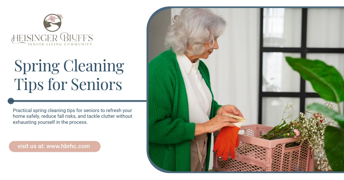 A senior doing spring cleaning