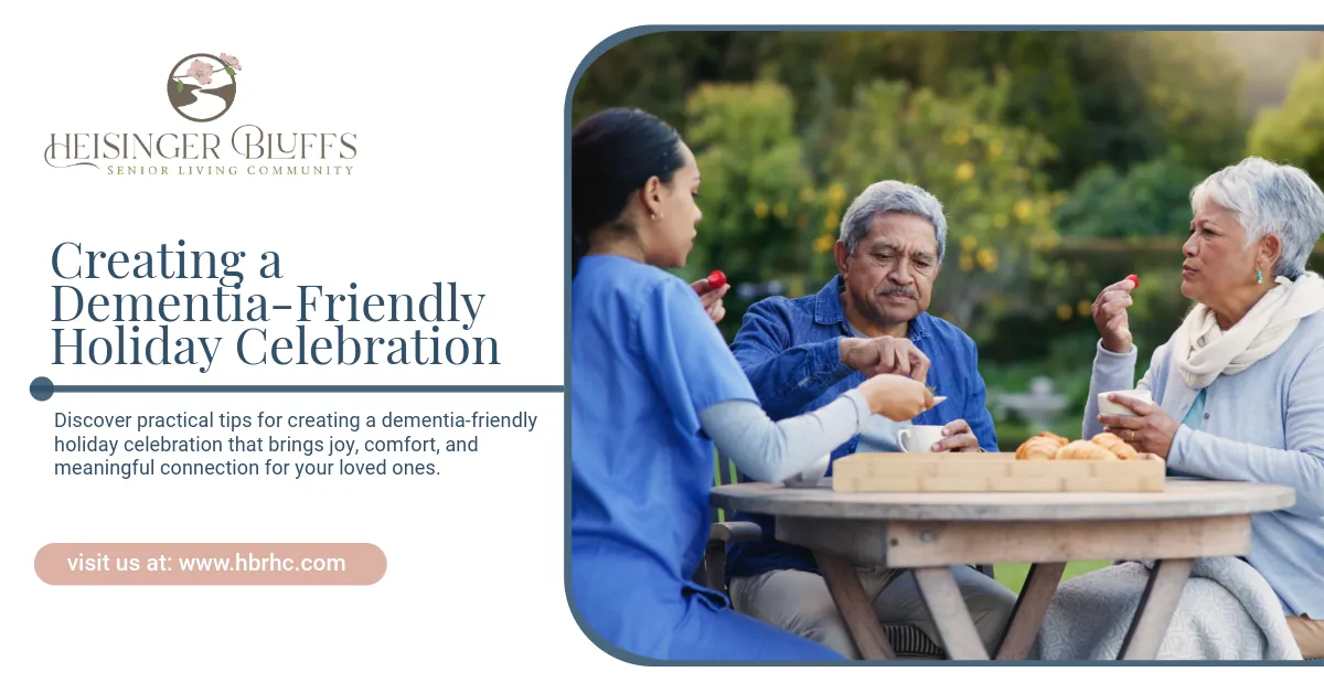 Seniors with their caregiver celebrating a holiday together