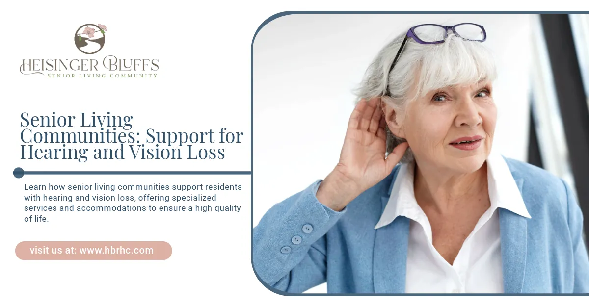 An older woman is listening to something with her hand on her ear.