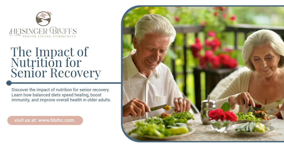 Two seniors eating vegetables in a senior living facility