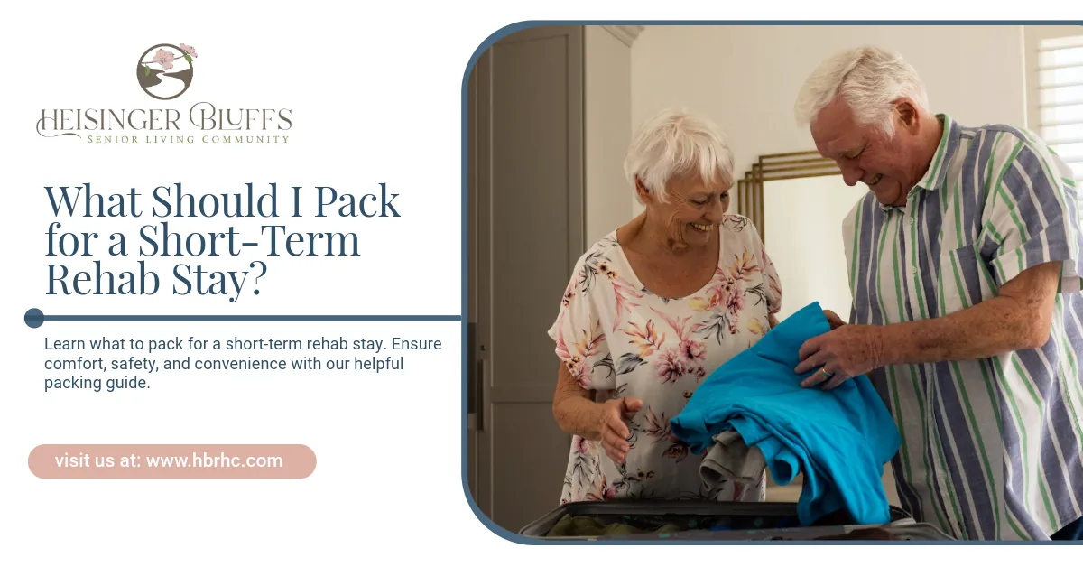 An elderly couple packing for short-term rehabilitation